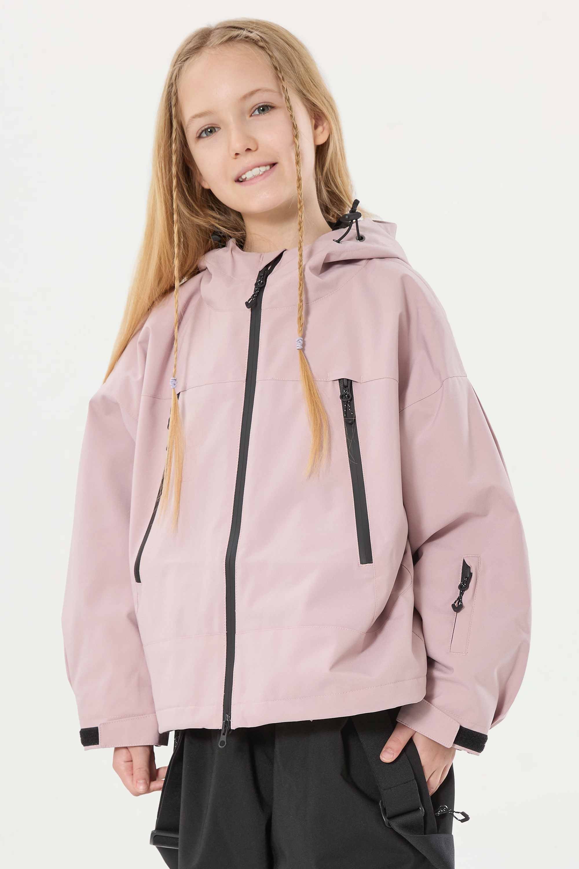 Girls Pink Detachable-Hood Waterproof Insulated Ski Jacket Snow Jacket Main image