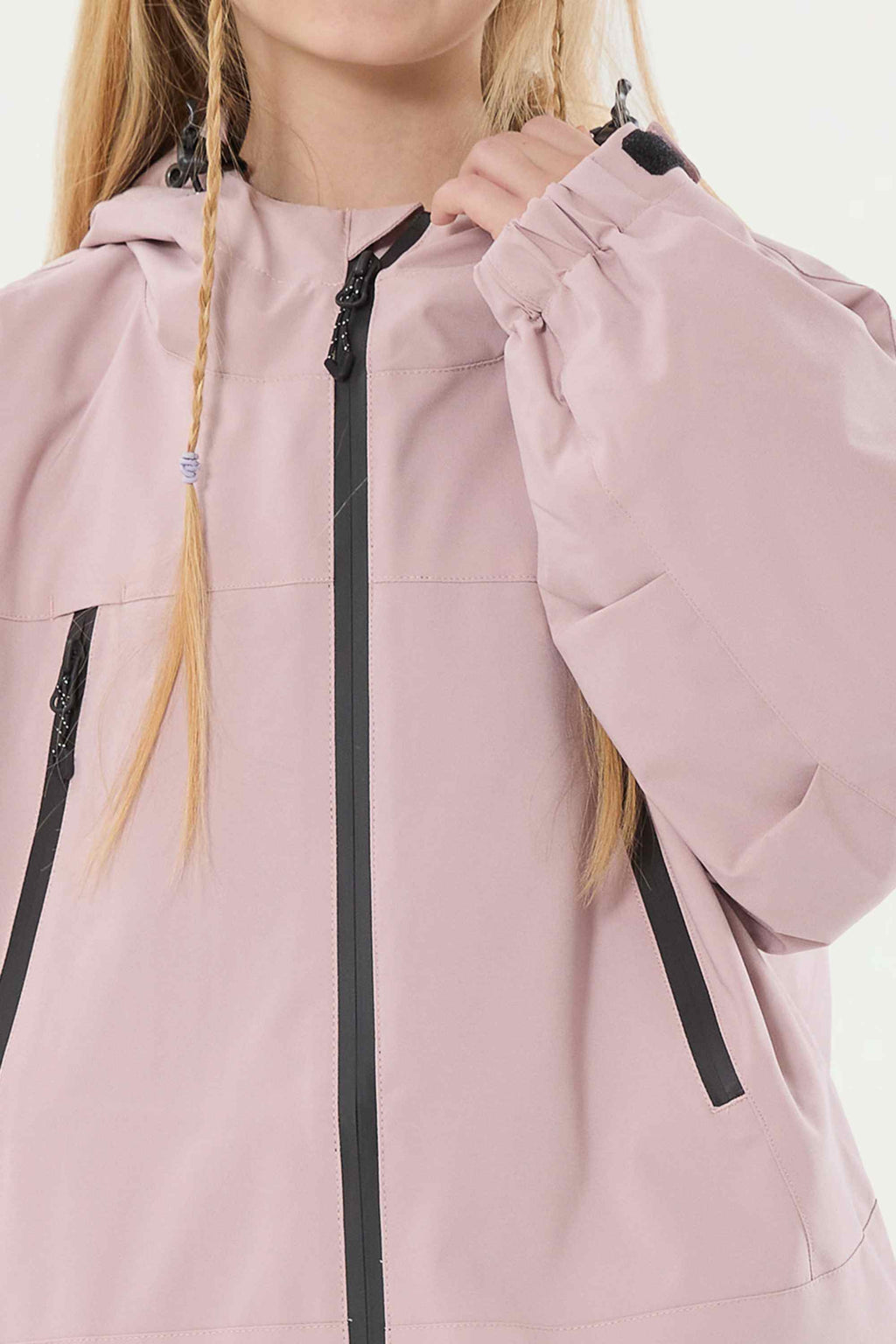 Girls Pink Detachable-Hood Waterproof Insulated Ski Jacket Snow Jacket