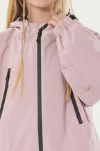 Girls Pink Detachable-Hood Waterproof Insulated Ski Jacket Snow Jacket