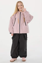 Girls Pink Detachable-Hood Waterproof Insulated Ski Jacket Snow Jacket