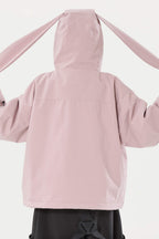 Girls Pink Detachable-Hood Waterproof Insulated Ski Jacket Snow Jacket