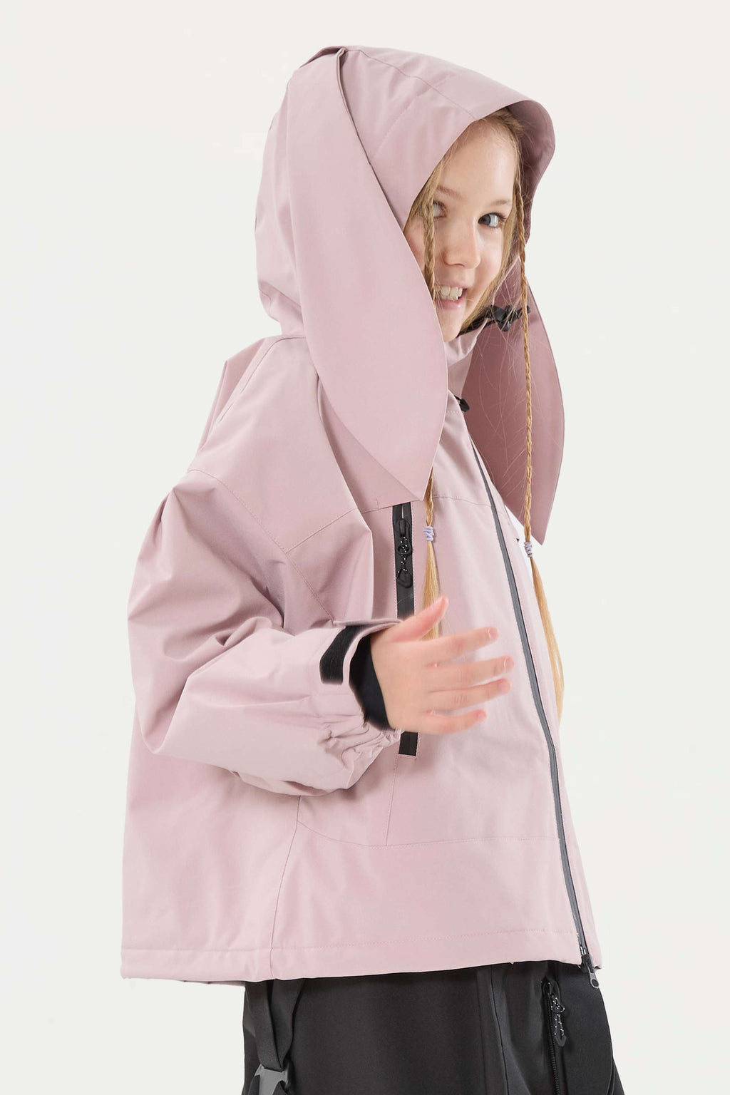 Girls Pink Detachable-Hood Waterproof Insulated Ski Jacket Snow Jacket