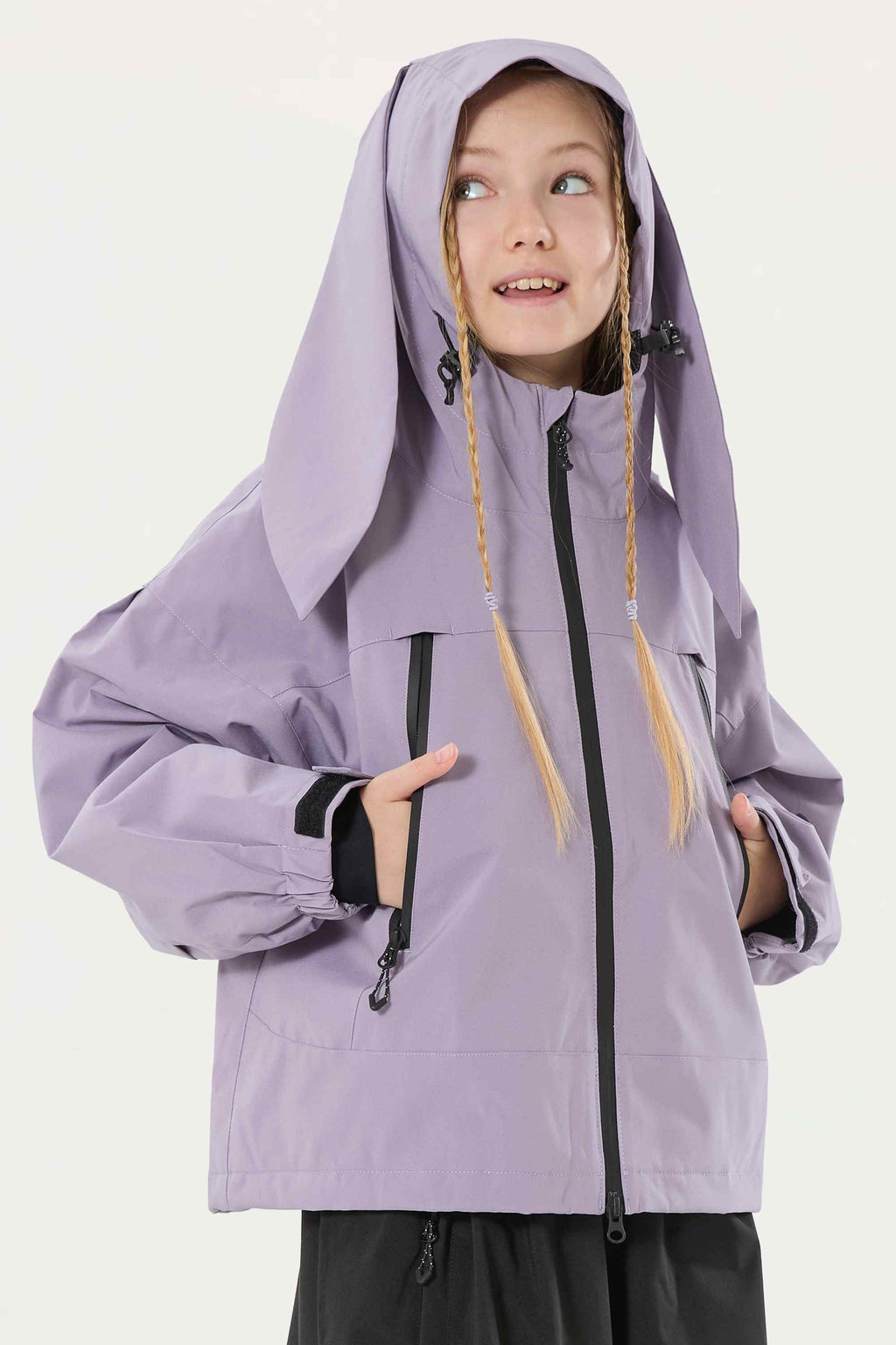 Girls Lavender Detachable-Hood Waterproof Insulated Ski Jacket Snow Jacket