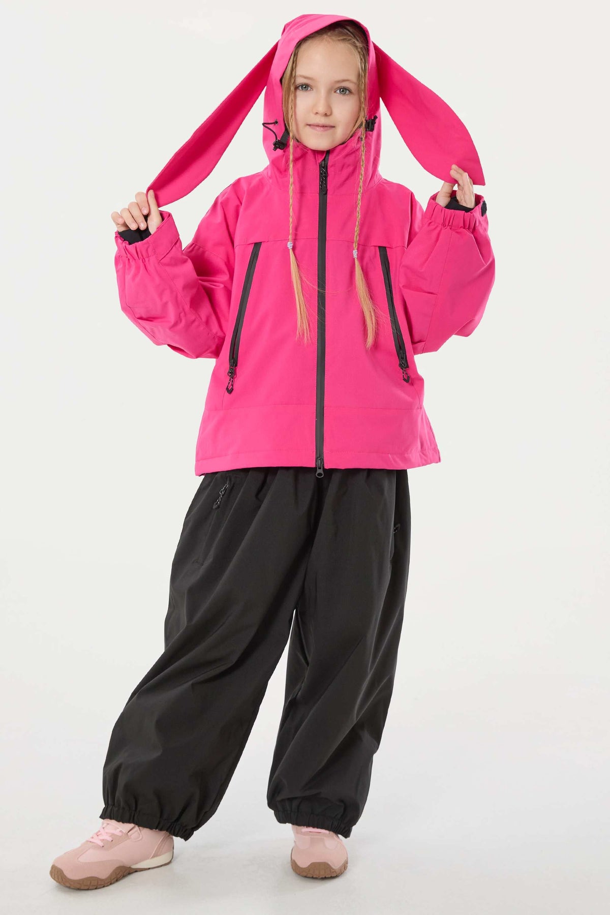 Girl's Rose Detachable Ear Hood Waterproof Insulated Snow Jacket