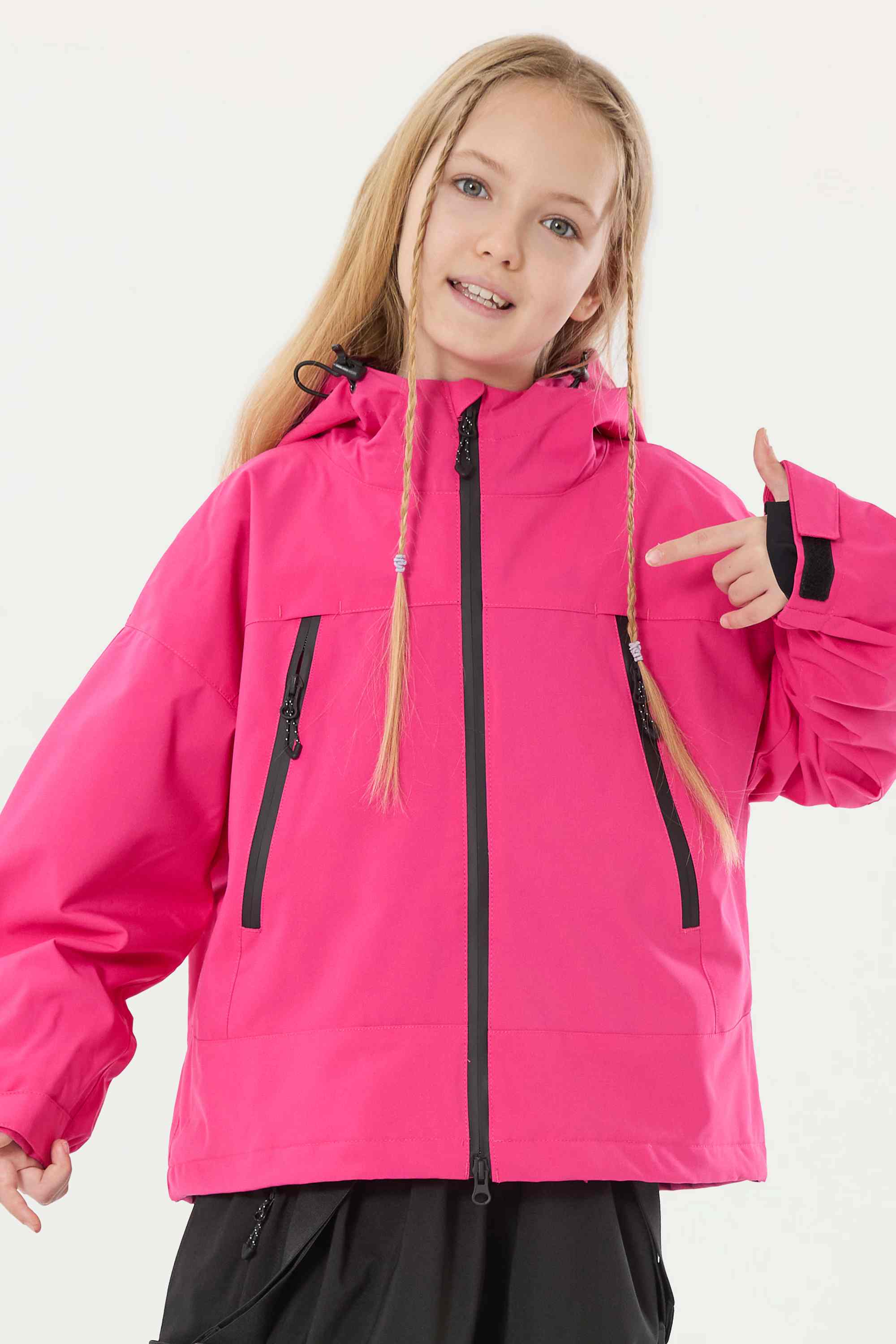 Girls Rose Detachable-Hood Waterproof Insulated Ski Jacket Snow Jacket
