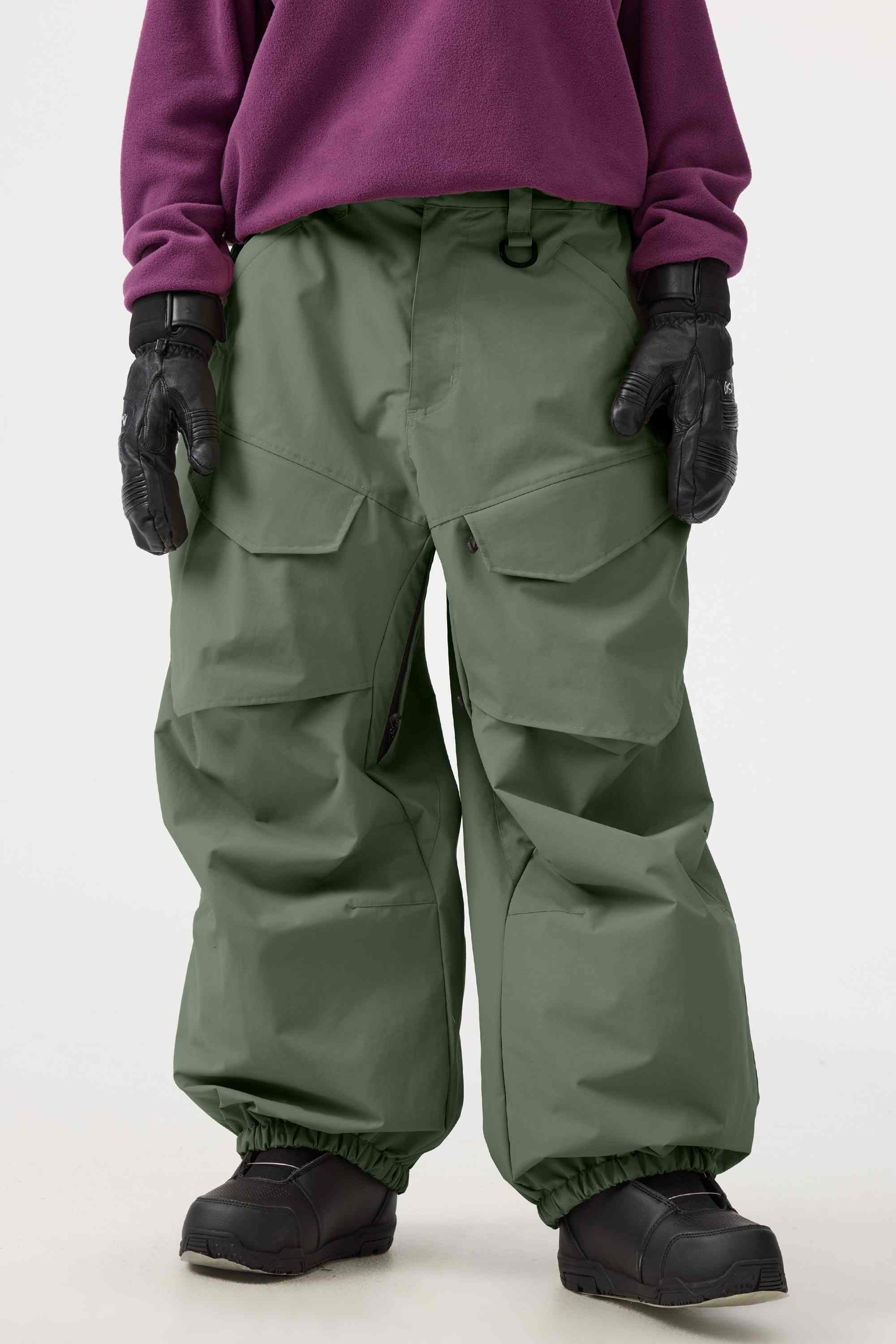 Women's Army Green Baggy Utility Ski Pants Wear-Resistant Snow Pants Secondary image