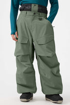 Men's Black Baggy Utility Ski Pants Wear-Resistant Snow Pants