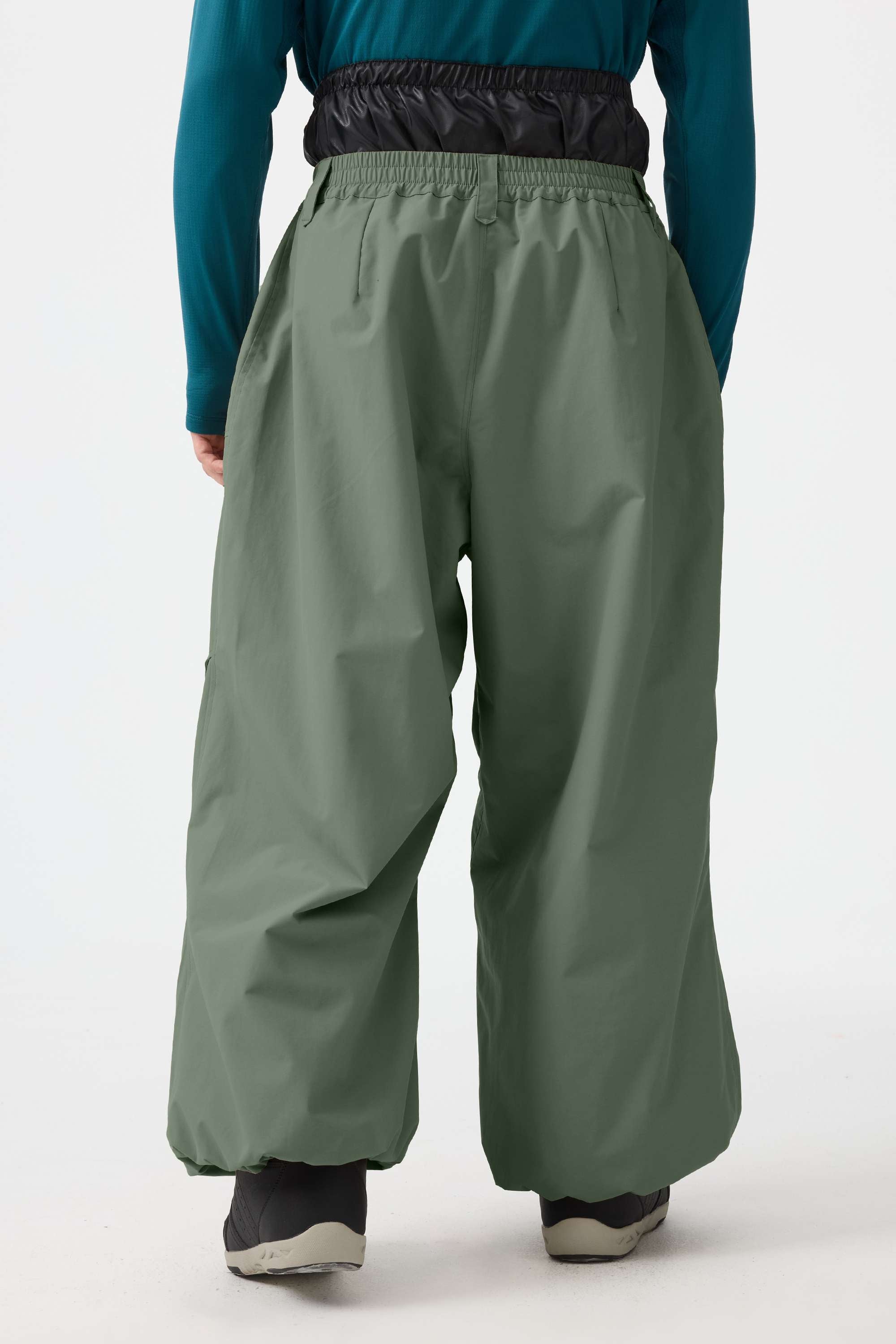 Men's Black Baggy Utility Ski Pants Wear-Resistant Snow Pants