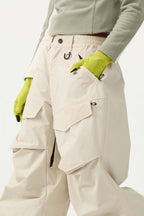 Women's Black Baggy Utility Ski Pants Wear-Resistant Snow Pants