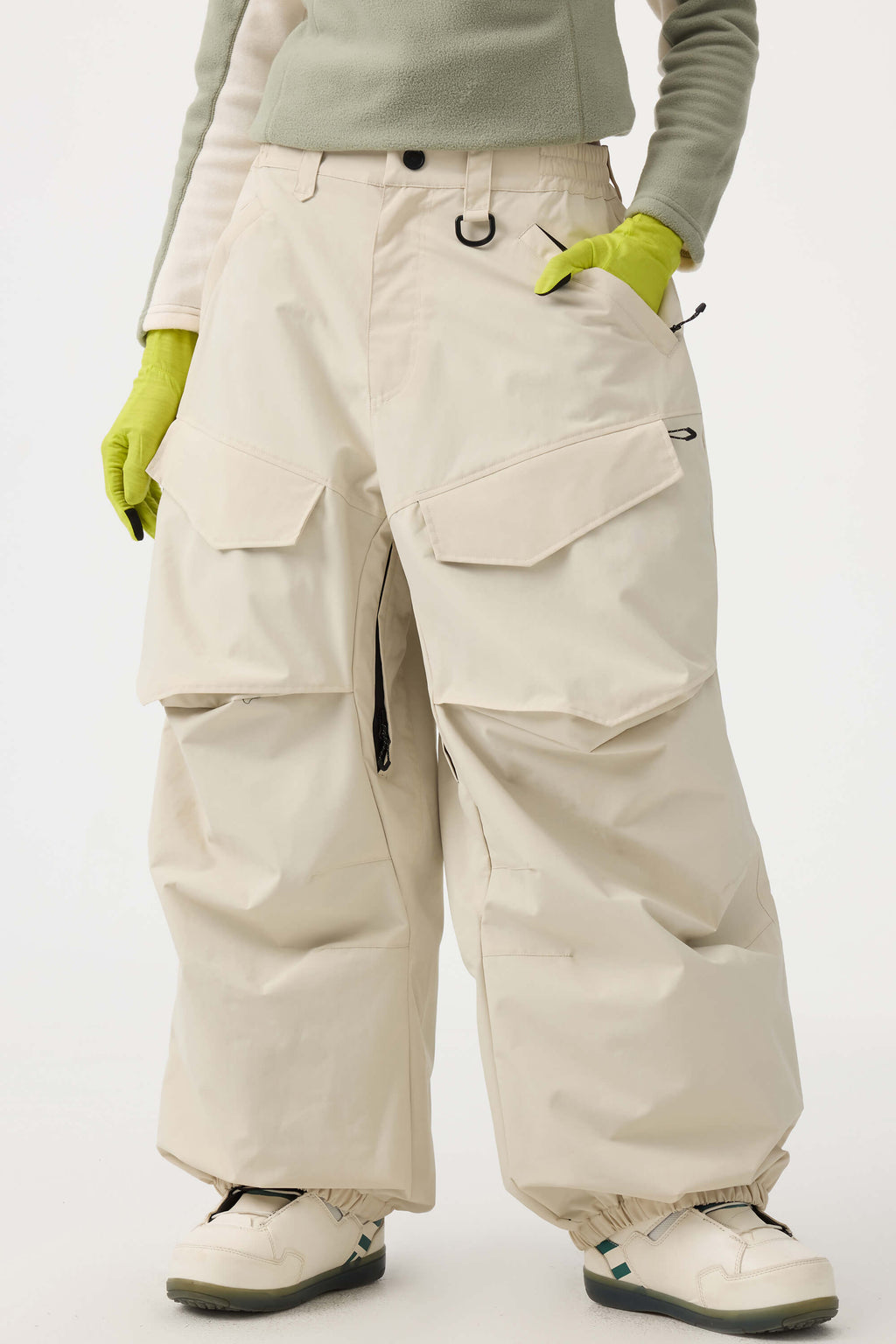 Women's Dark Brown Baggy Utility Ski Pants Wear-Resistant Snow Pants