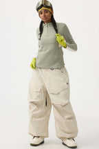 Women's Army Green Baggy Utility Ski Pants Wear-Resistant Snow Pants