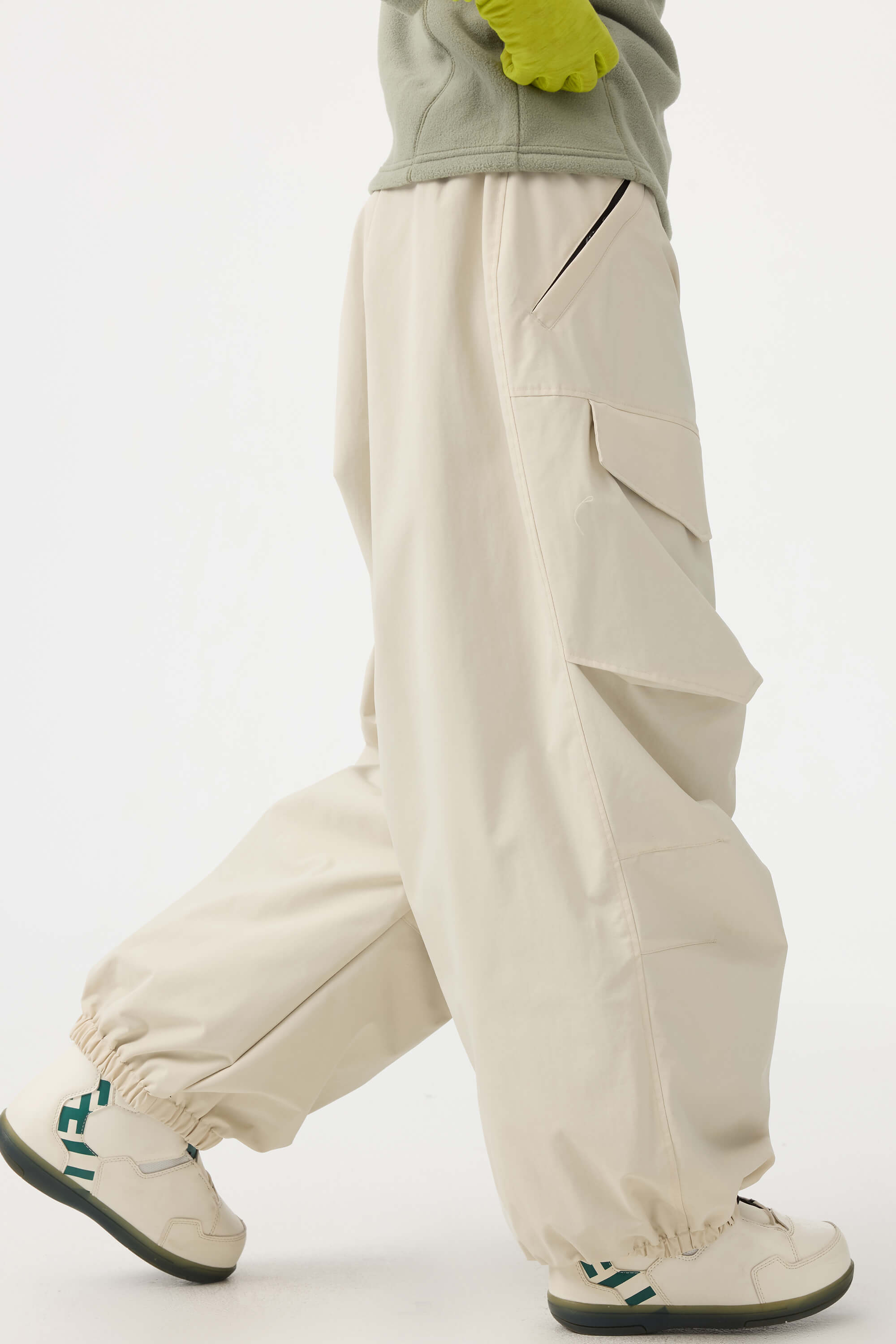 Women's Black Baggy Utility Ski Pants Wear-Resistant Snow Pants