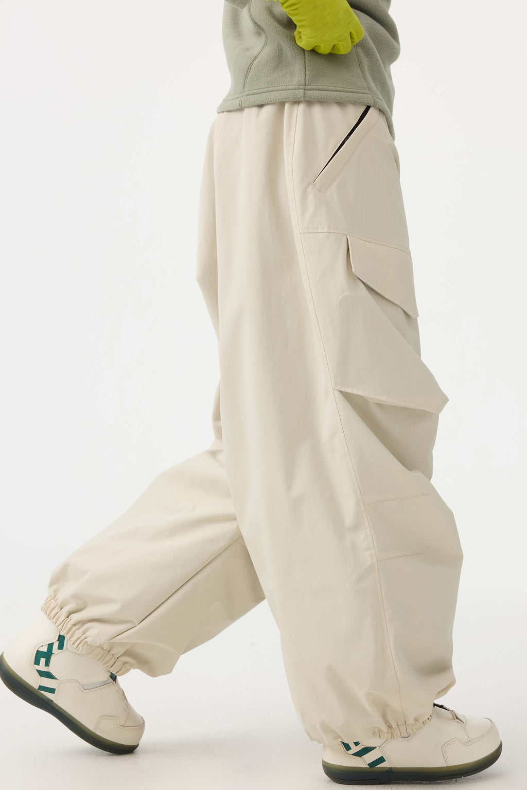 Women's Army Green Baggy Utility Ski Pants Wear-Resistant Snow Pants