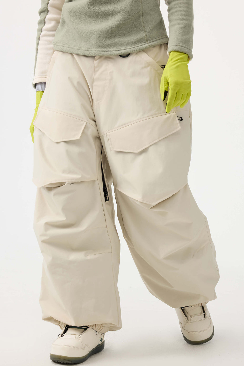 Women's Dark Gray Baggy Utility Ski Pants Wear-Resistant Snow Pants