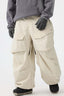 Men's Beige Baggy Utility Ski Pants Wear-Resistant Snow Pants