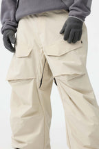 Men's Black Baggy Utility Ski Pants Wear-Resistant Snow Pants