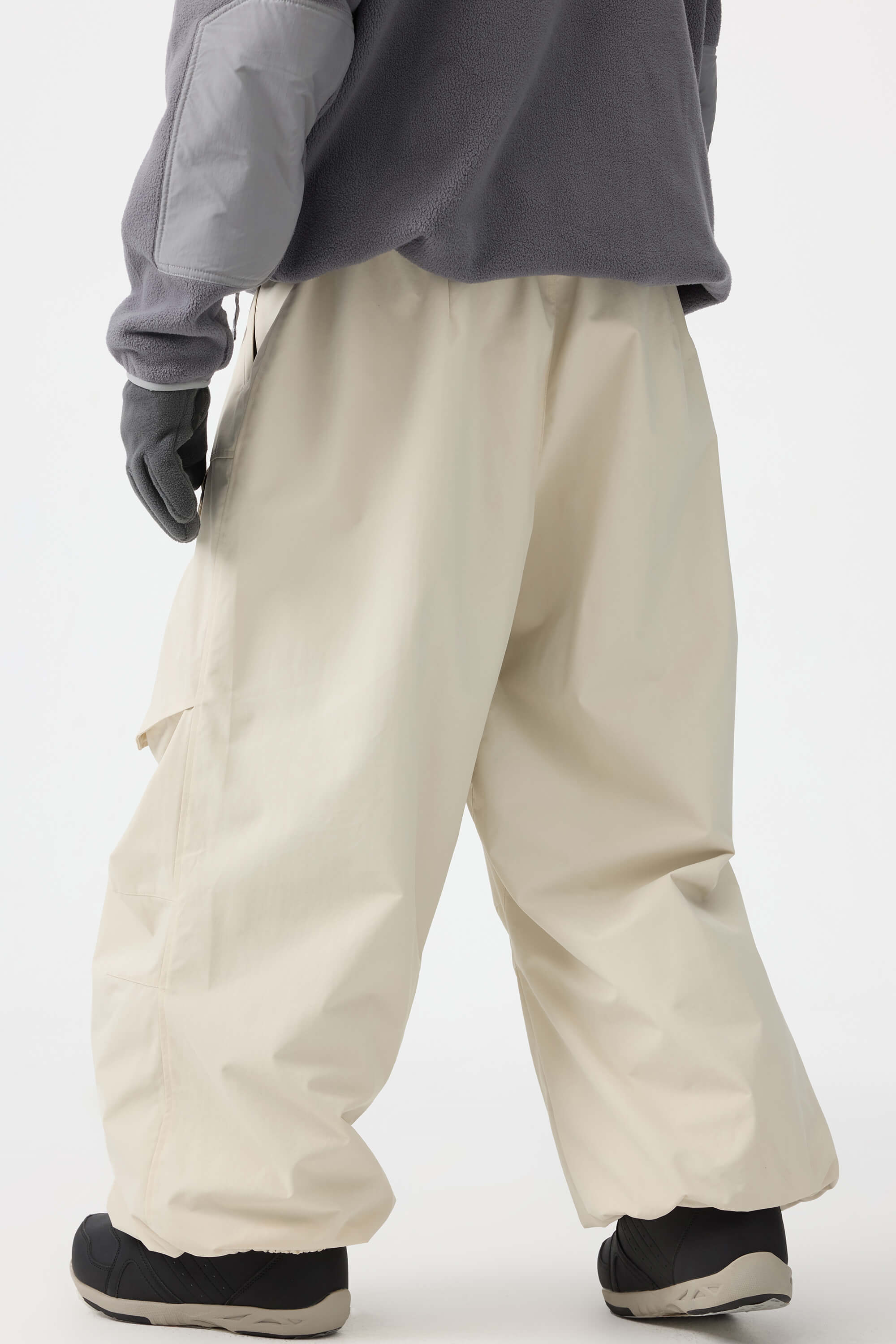 Men's Black Baggy Utility Ski Pants Wear-Resistant Snow Pants