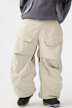 Men's Black Baggy Utility Ski Pants Wear-Resistant Snow Pants