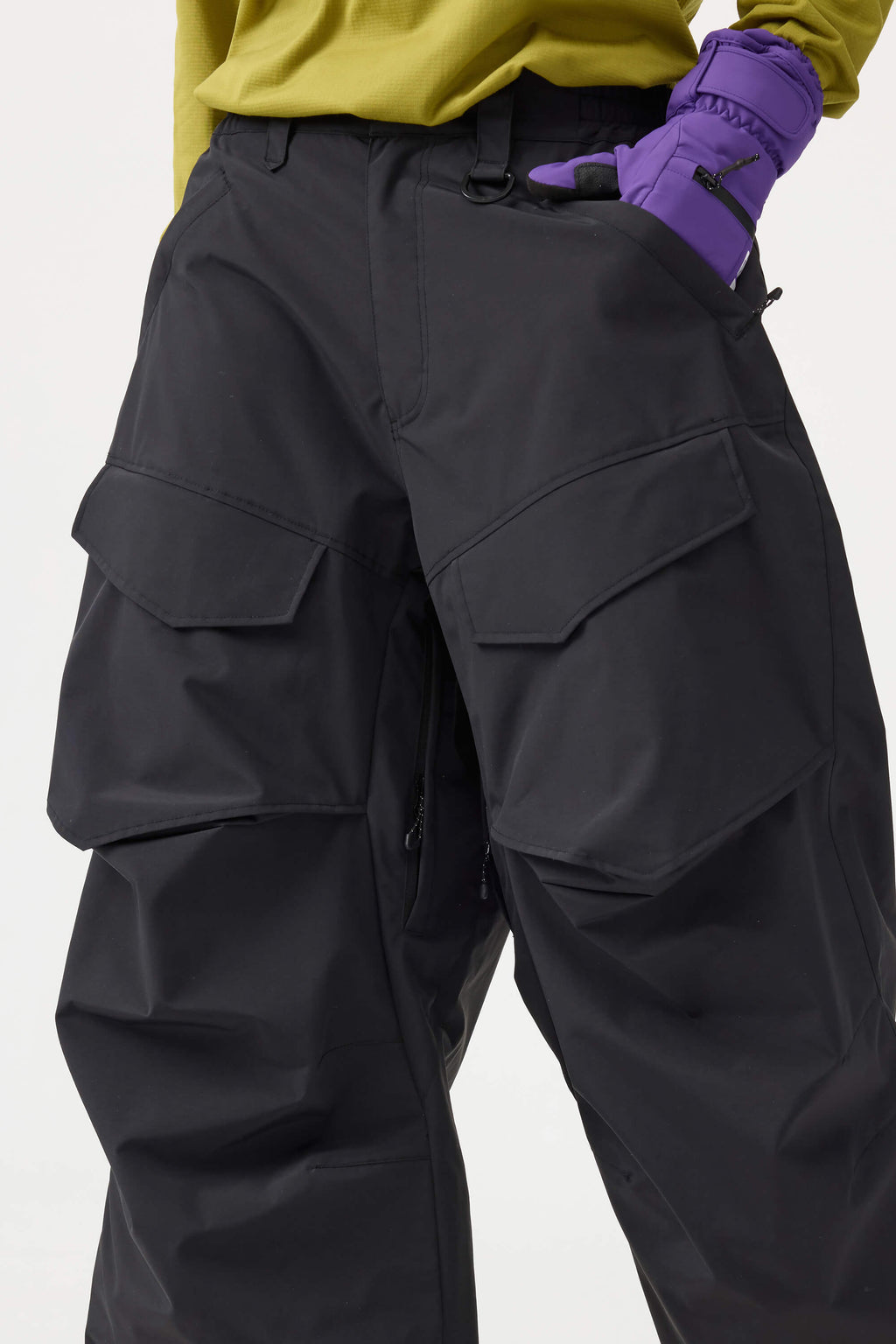 Women's Beige Baggy Utility Ski Pants Wear-Resistant Snow Pants