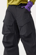 Women's Black Baggy Utility Ski Pants Wear-Resistant Snow Pants