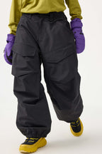 Women's Black Baggy Utility Ski Pants Wear-Resistant Snow Pants