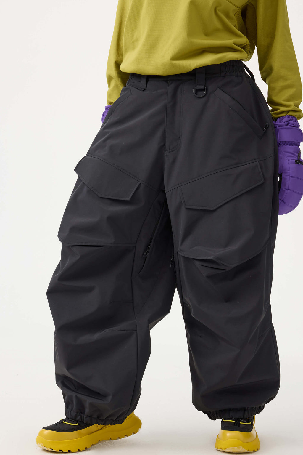 Women's Dark Brown Baggy Utility Ski Pants Wear-Resistant Snow Pants