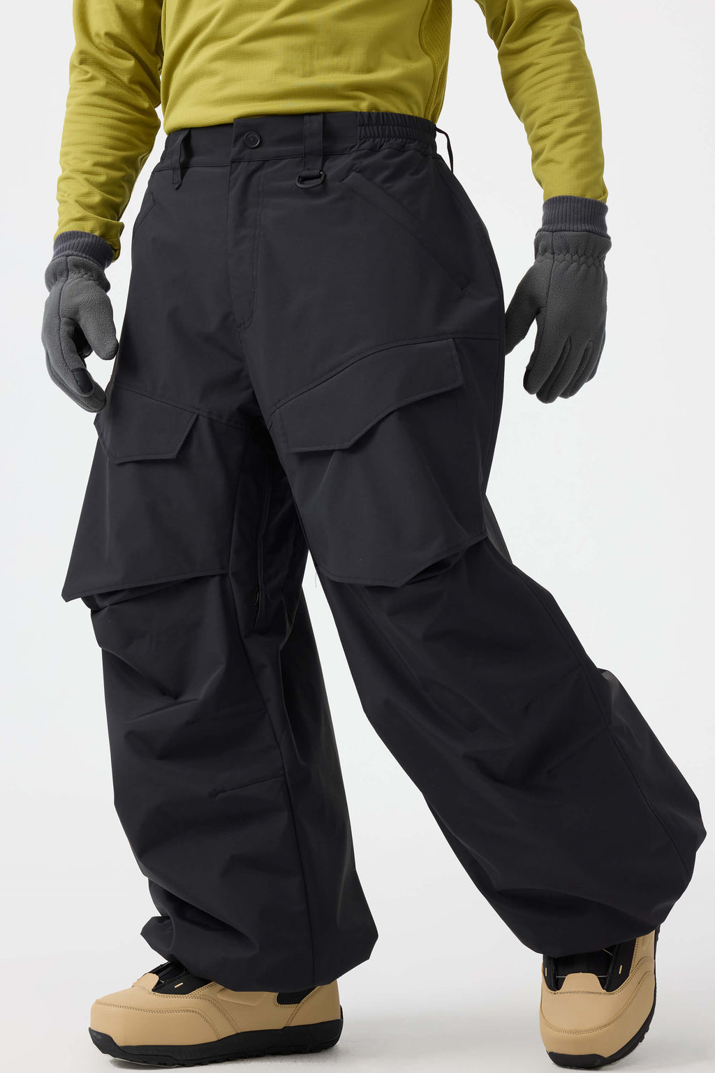 Men's Army Green Baggy Utility Ski Pants Wear-Resistant Snow Pants