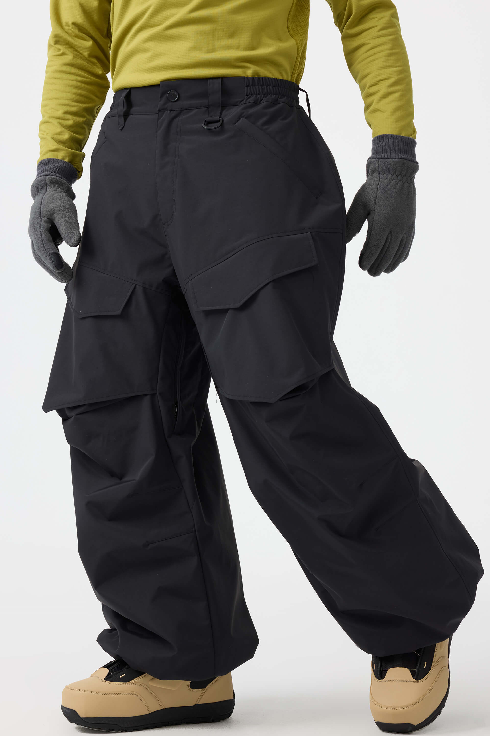 Men's Black Baggy Utility Ski Pants Wear-Resistant Snow Pants Main image