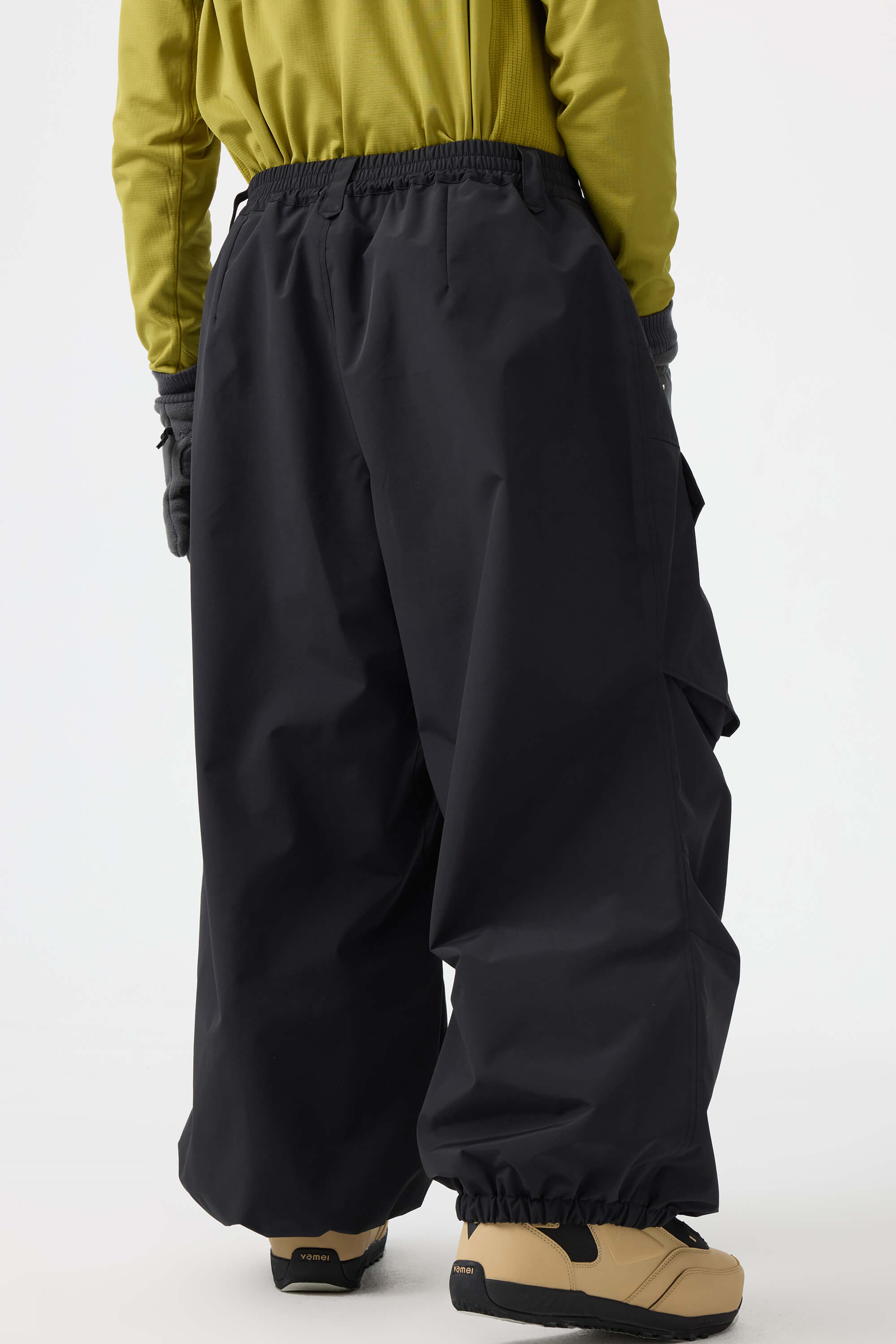 Men's Black Baggy Utility Ski Pants Wear-Resistant Snow Pants