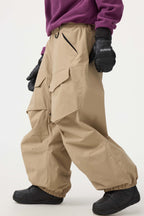 Women's Black Baggy Utility Ski Pants Wear-Resistant Snow Pants