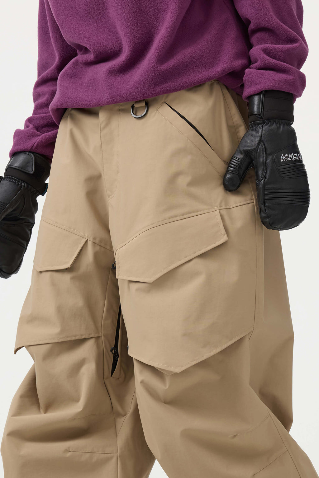 Women's Black Baggy Utility Ski Pants Wear-Resistant Snow Pants