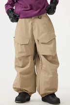Women's Army Green Baggy Utility Ski Pants Wear-Resistant Snow Pants