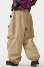 Women's Army Green Baggy Utility Ski Pants Wear-Resistant Snow Pants