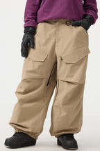 Women's Army Green Baggy Utility Ski Pants Wear-Resistant Snow Pants
