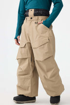 Men's Black Baggy Utility Ski Pants Wear-Resistant Snow Pants