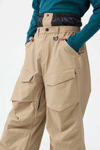 Men's Black Baggy Utility Ski Pants Wear-Resistant Snow Pants
