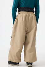 Men's Black Baggy Utility Ski Pants Wear-Resistant Snow Pants