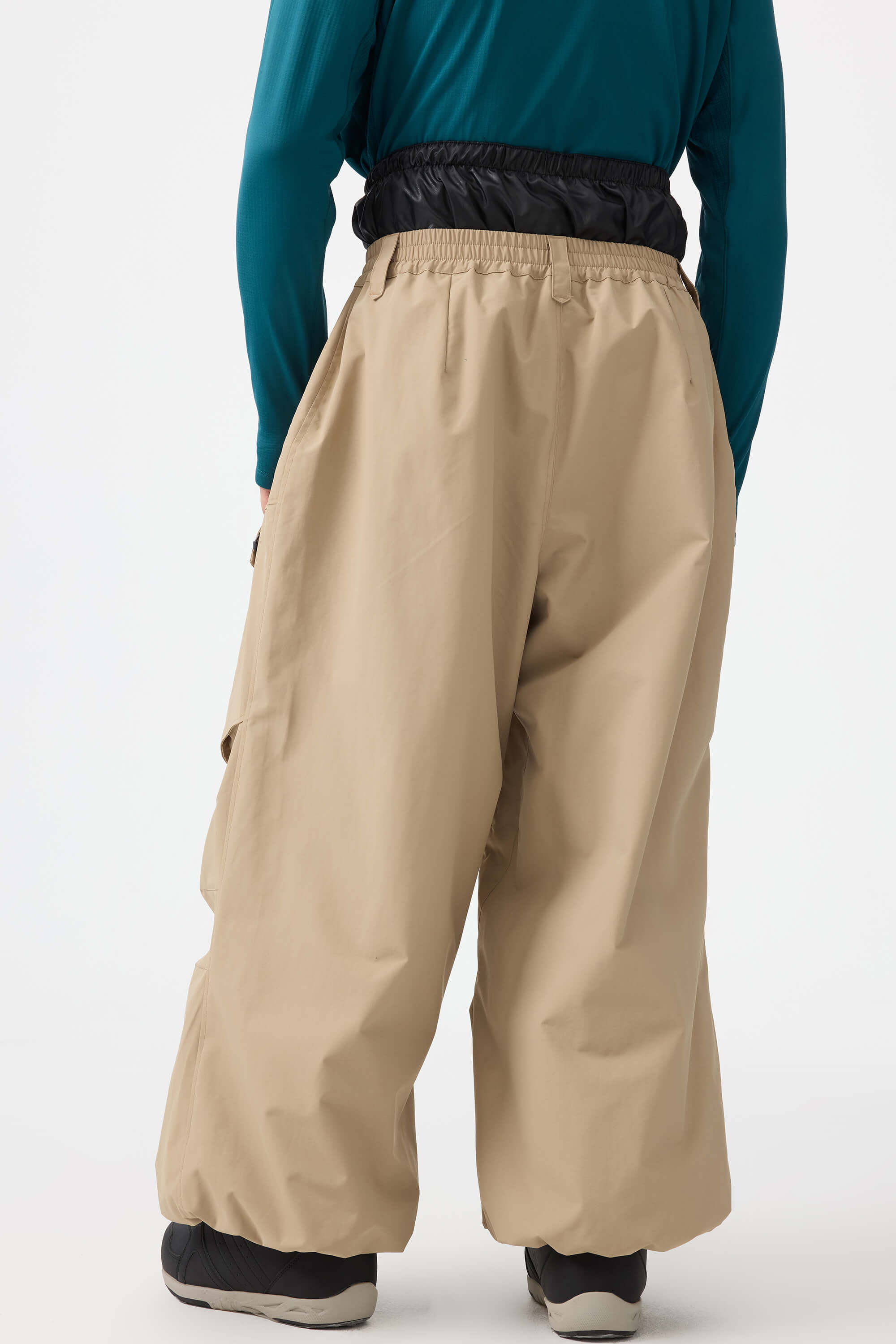 Men's Black Baggy Utility Ski Pants Wear-Resistant Snow Pants