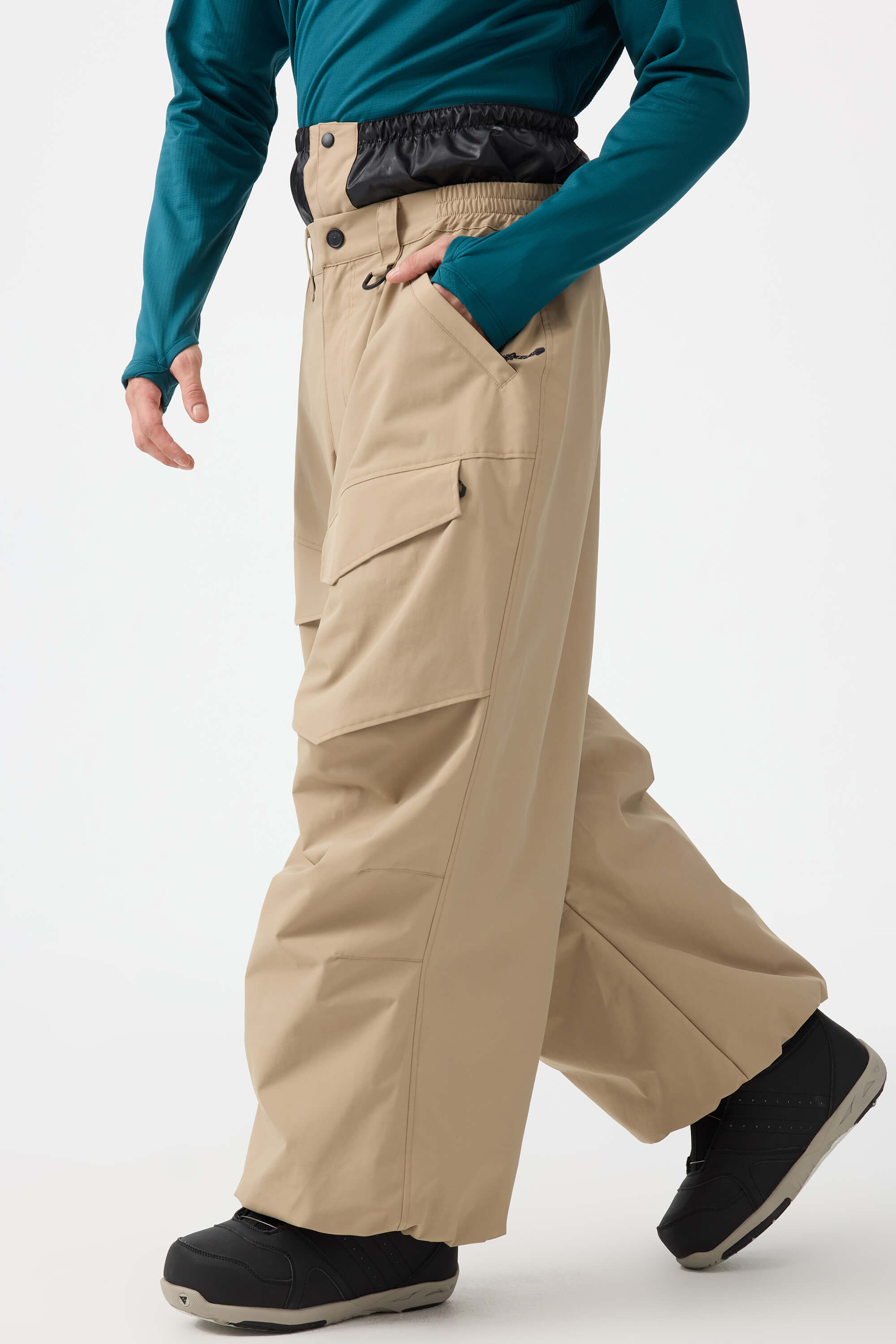 Men's Rose Baggy Utility Ski Pants Wear-Resistant Snow Pants