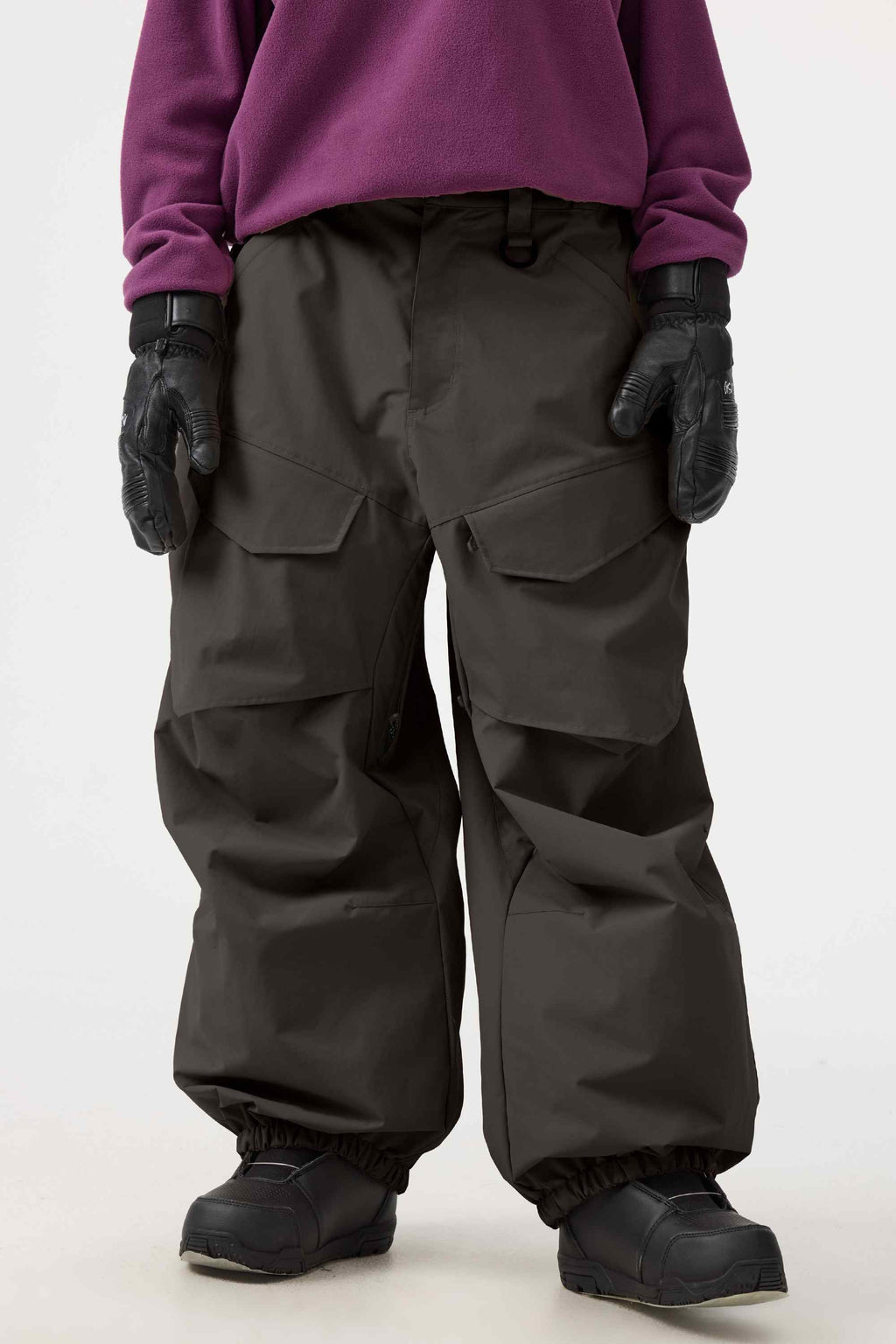 Women's Army Green Baggy Utility Ski Pants Wear-Resistant Snow Pants