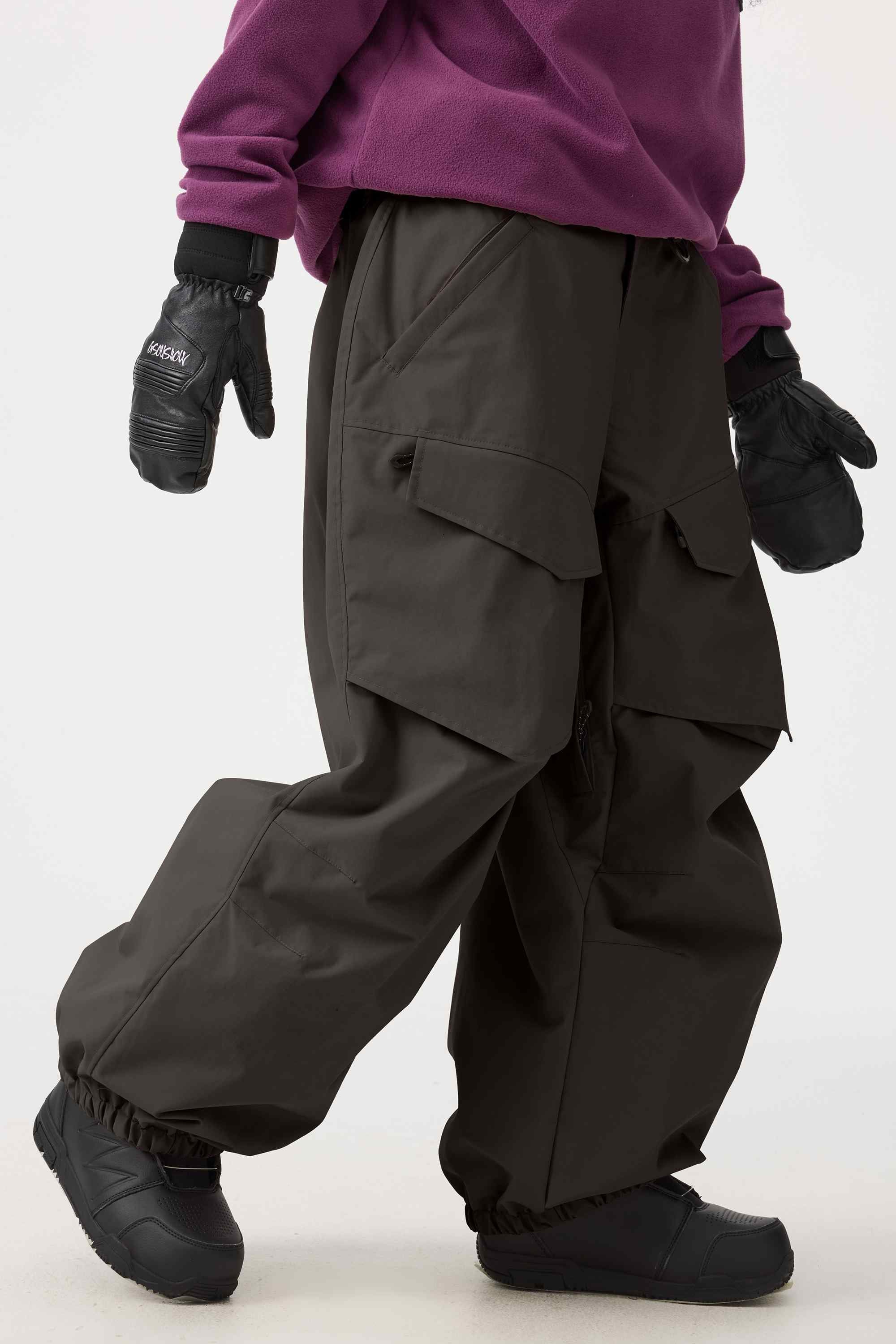 Women's Army Green Baggy Utility Ski Pants Wear-Resistant Snow Pants