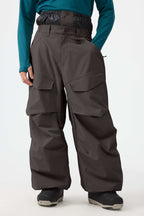 Men's Black Baggy Utility Ski Pants Wear-Resistant Snow Pants