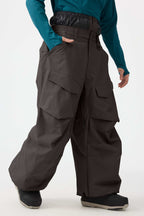 Men's Black Baggy Utility Ski Pants Wear-Resistant Snow Pants