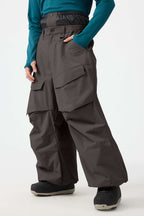 Men's Black Baggy Utility Ski Pants Wear-Resistant Snow Pants