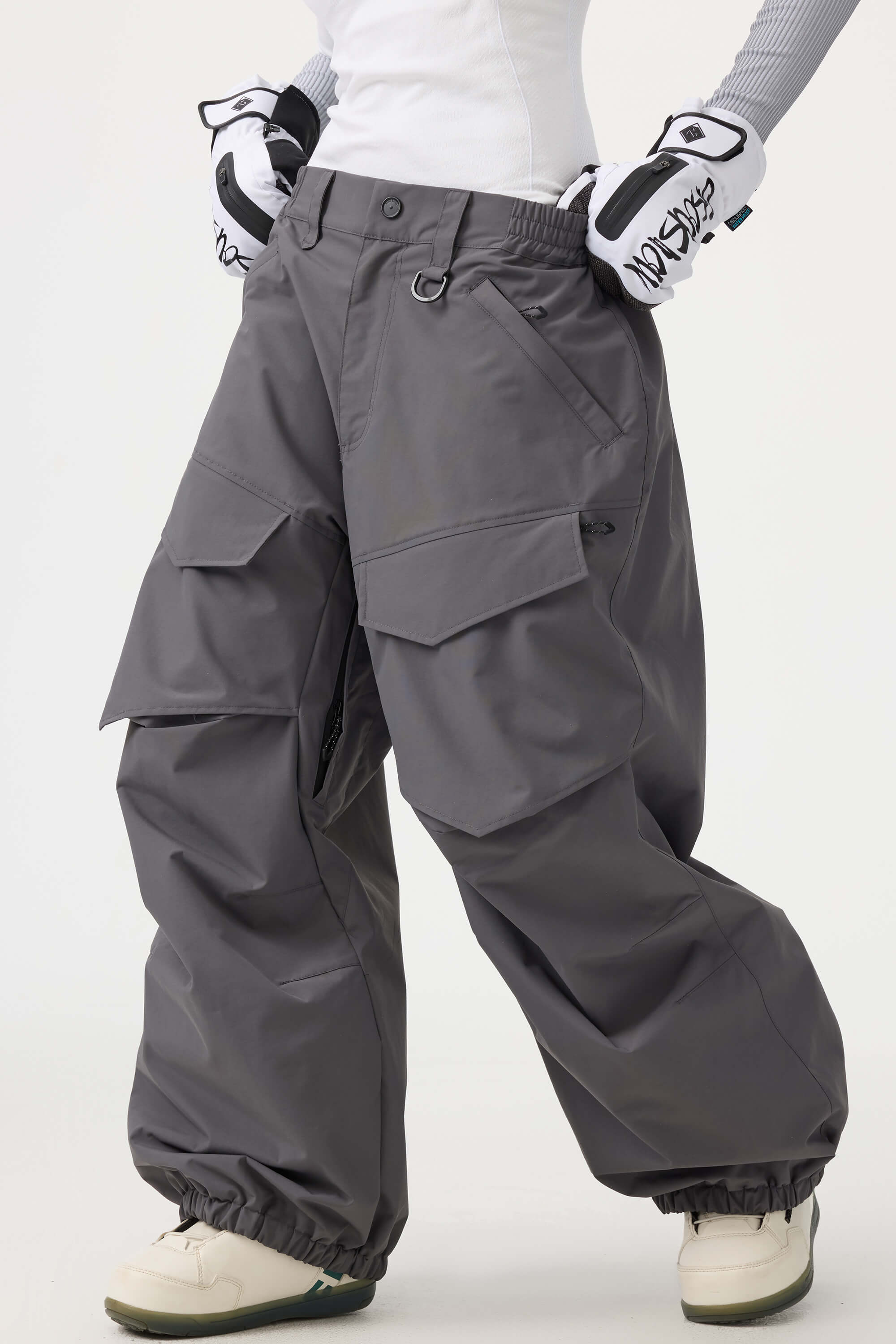 Women's Dark Gray Baggy Utility Ski Pants Wear-Resistant Snow Pants Main image