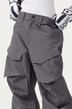 Women's Beige Baggy Utility Ski Pants Wear-Resistant Snow Pants