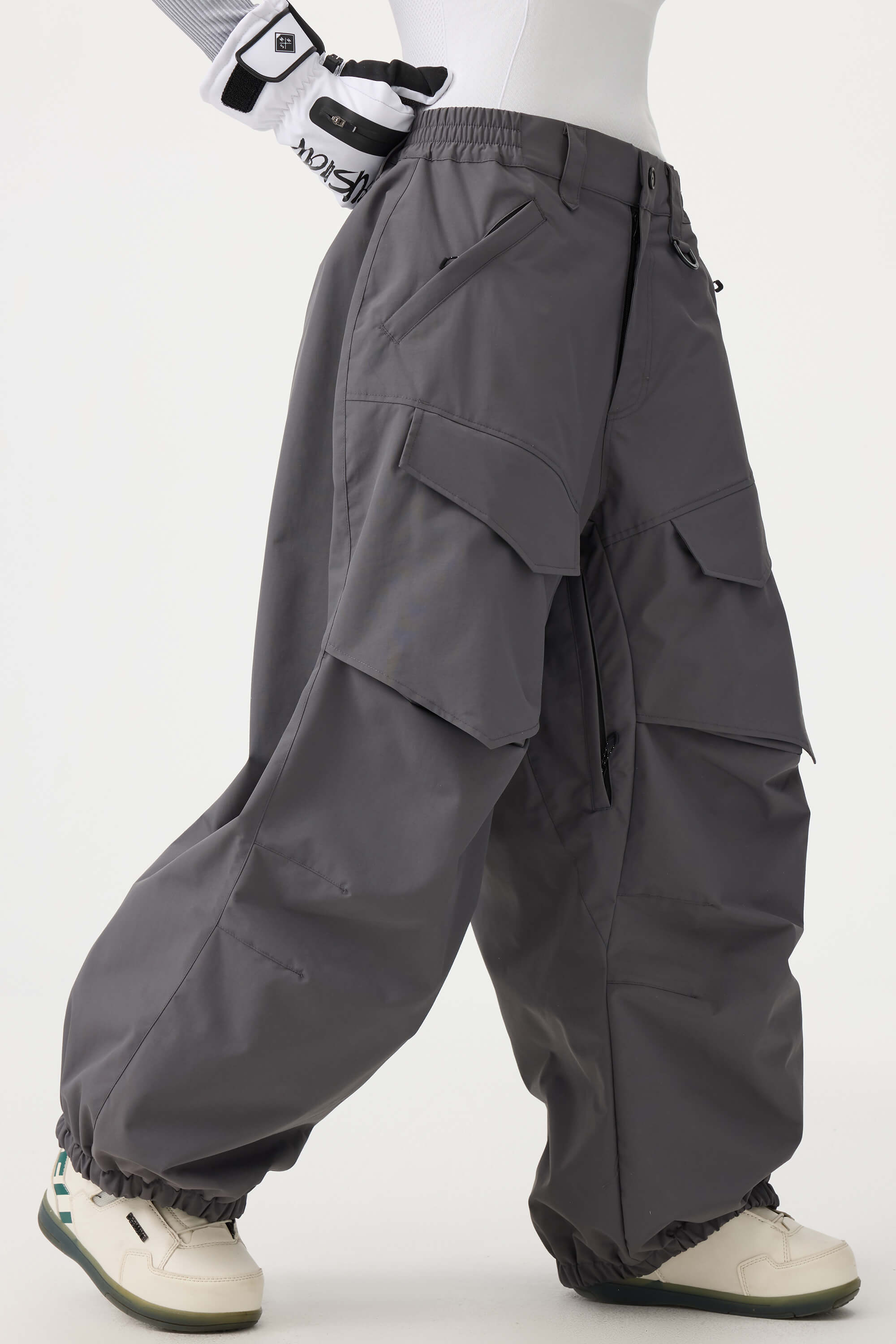 Women's Army Green Baggy Utility Ski Pants Wear-Resistant Snow Pants