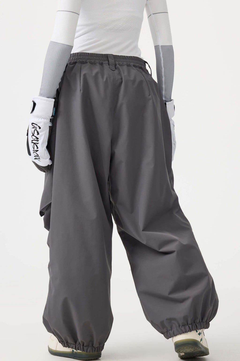 Women's Black Baggy Utility Ski Pants Wear-Resistant Snow Pants