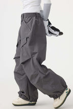 Women's Army Green Baggy Utility Ski Pants Wear-Resistant Snow Pants