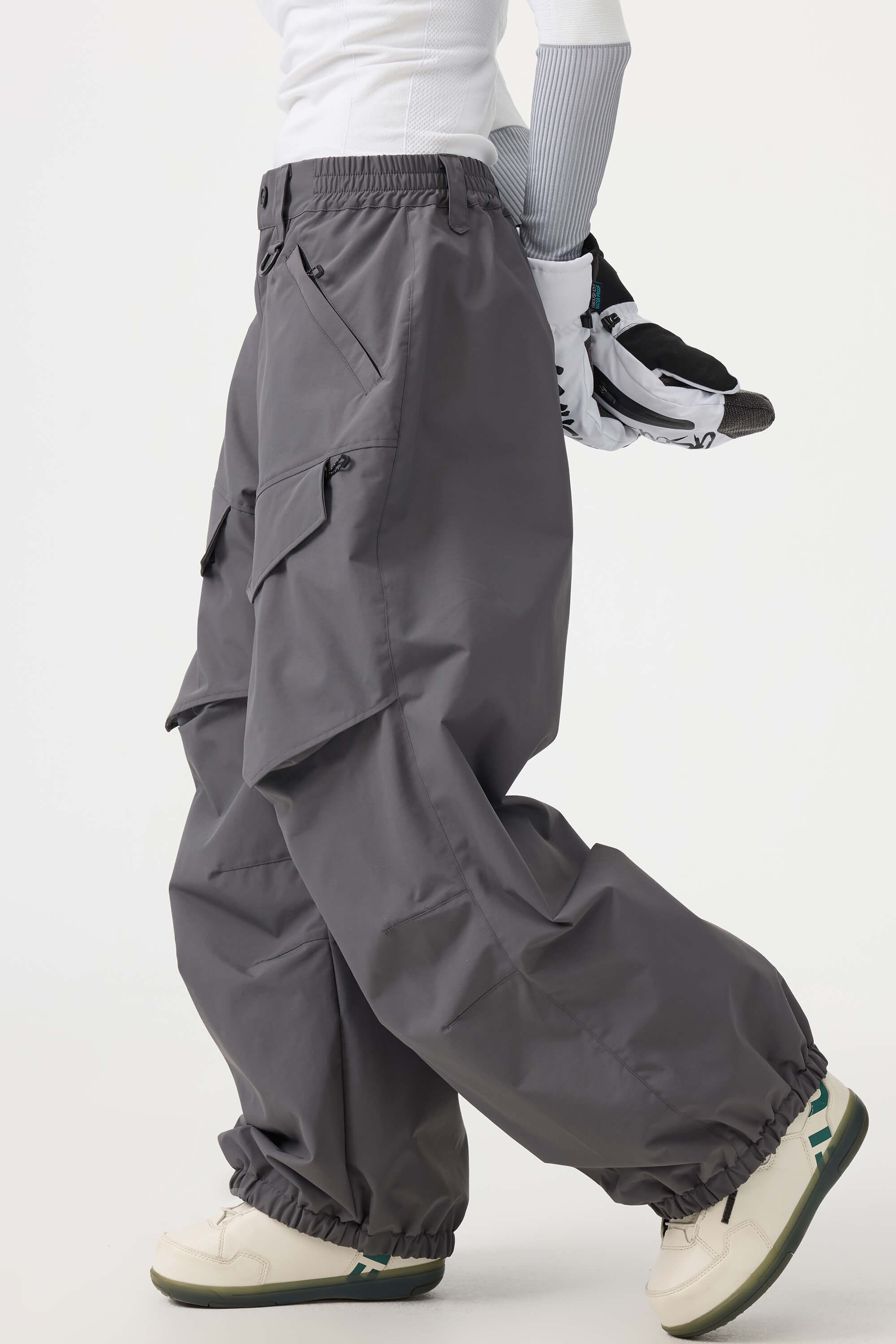 Women's Army Green Baggy Utility Ski Pants Wear-Resistant Snow Pants